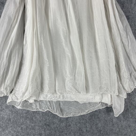 Belle France Silk Blend Top Women Small Floral Cold Shoulder Fairy Boho Romantic - Picture 3 of 16